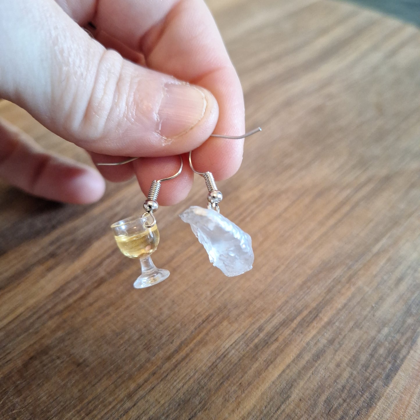 Boucles d'oreilles huître/vin blanc