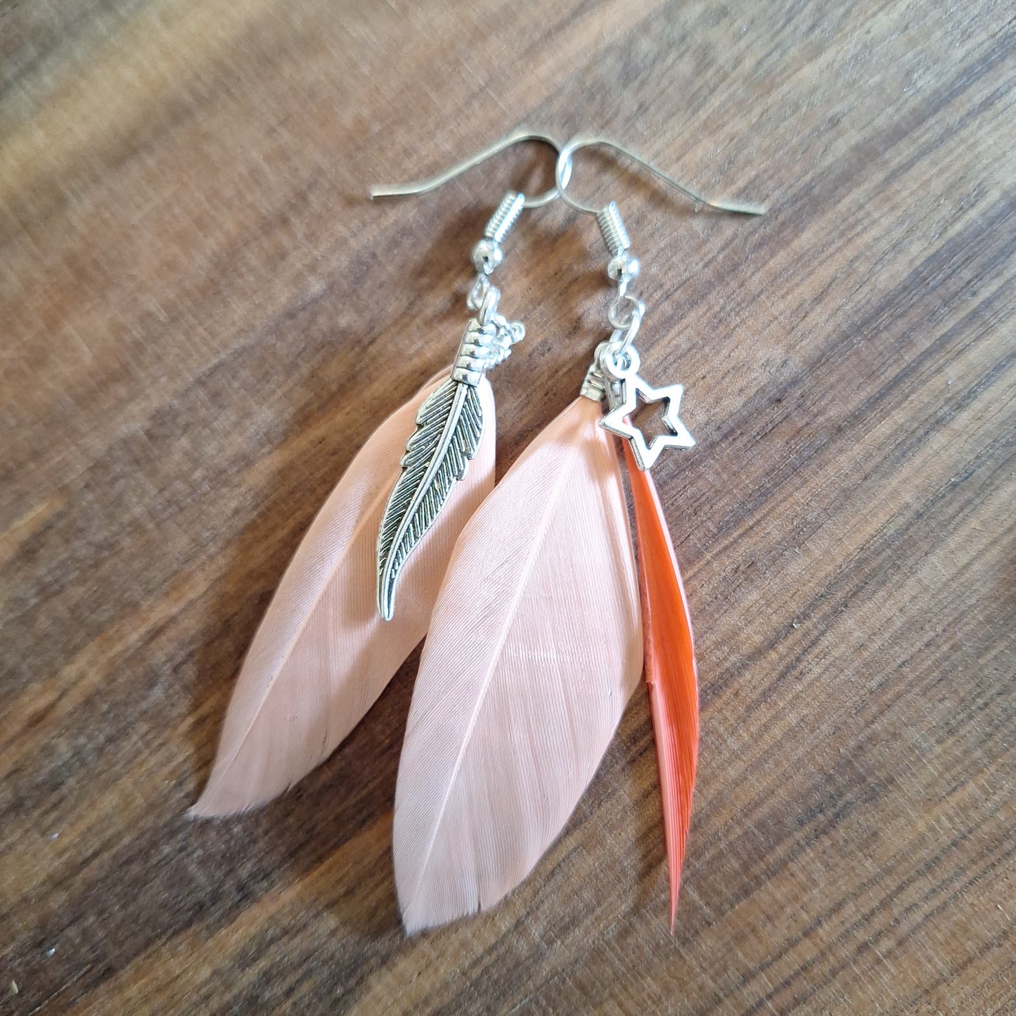Boucles d'oreilles plumes colorées