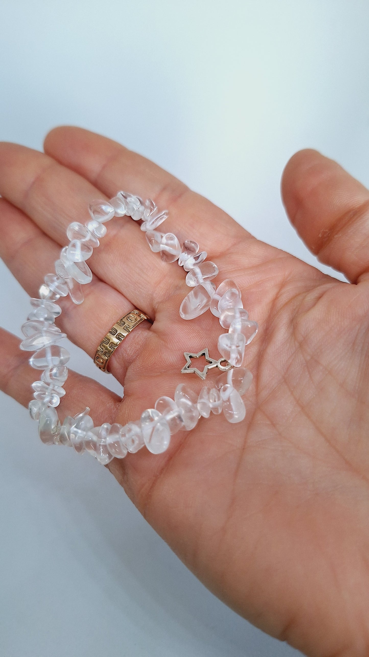 Bracelet quartz / cristal de roche - étoile