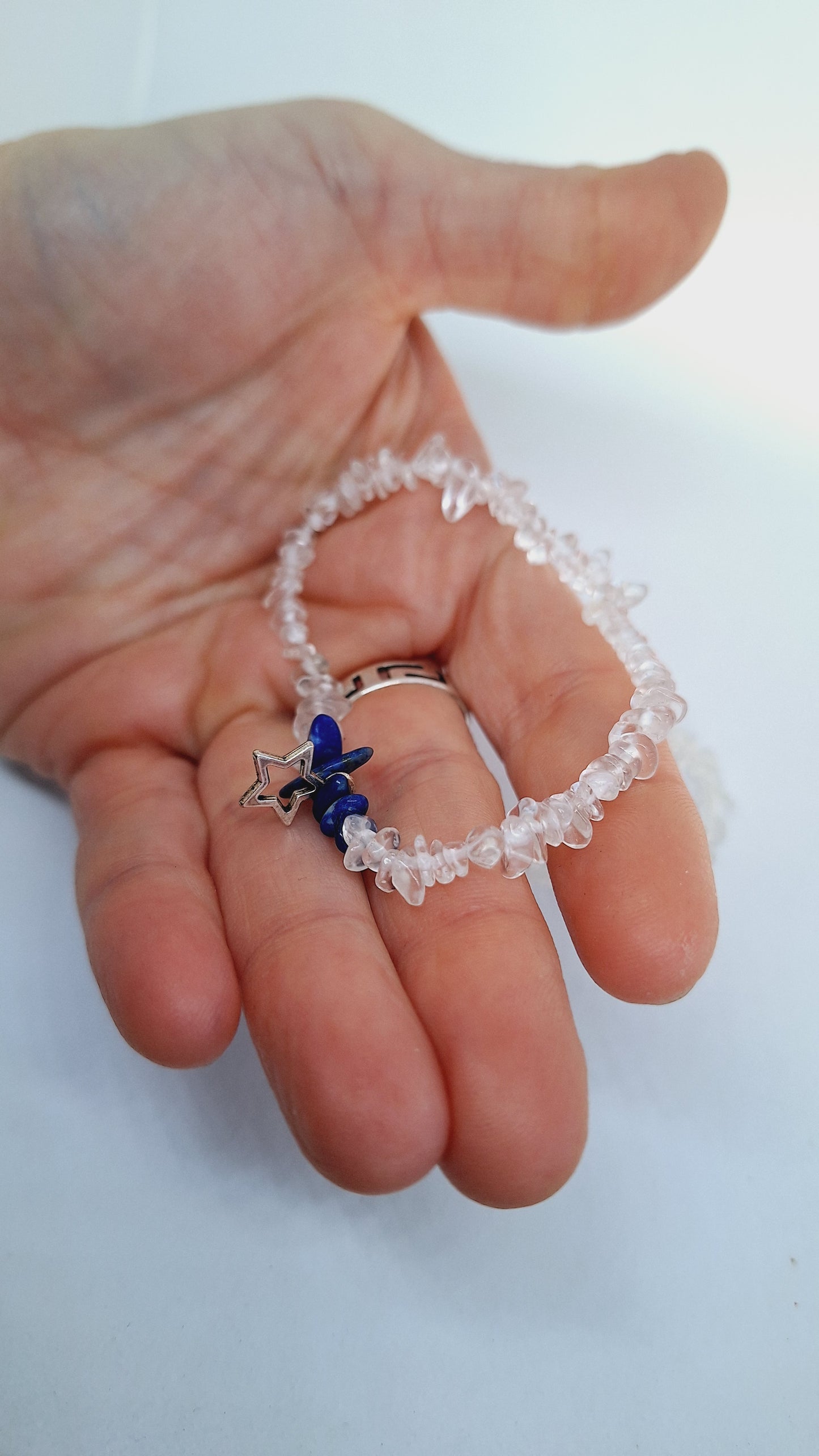 Bracelet quartz / cristal de roche - lapis-lazuli- étoile