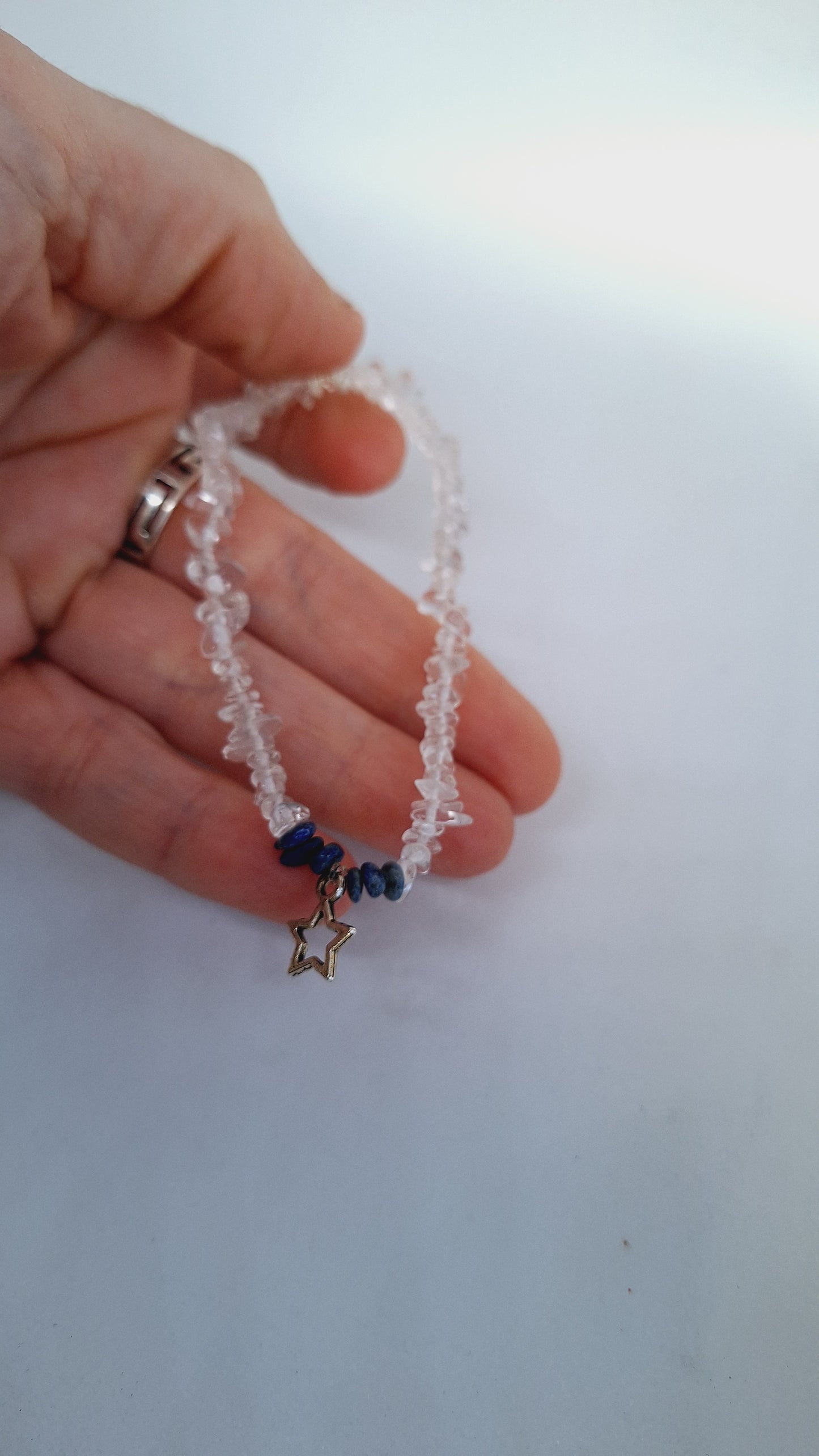 Bracelet quartz / cristal de roche - lapis-lazuli- étoile