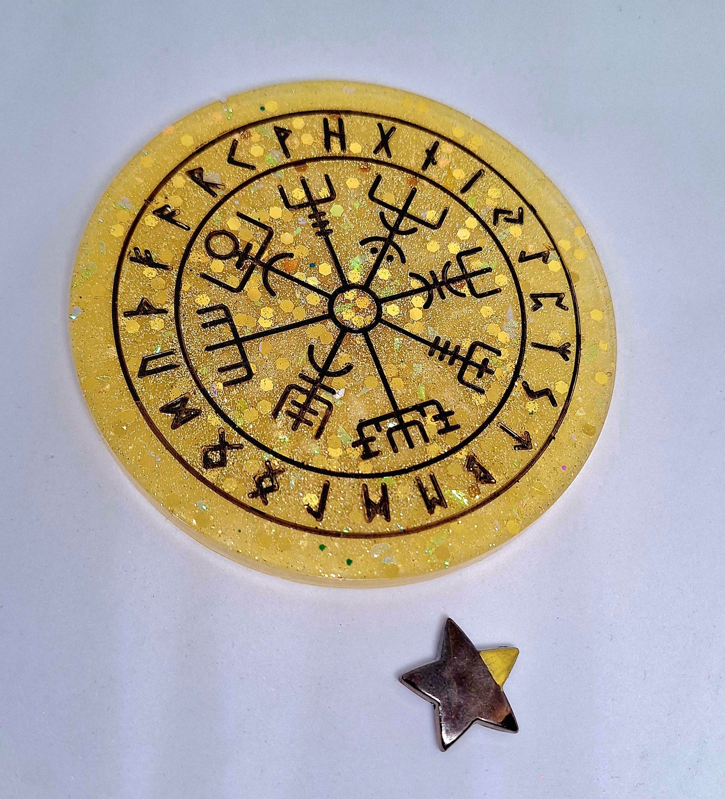 Oracle Vegvisir et message de ses runes, jaune, petit format