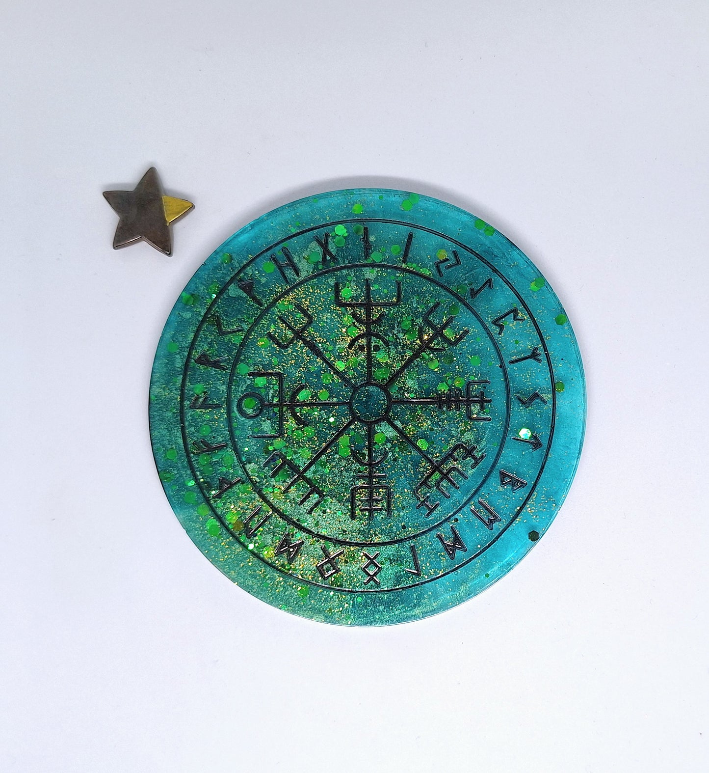 Oracle Vegvisir et message de ses runes - vert, petit format