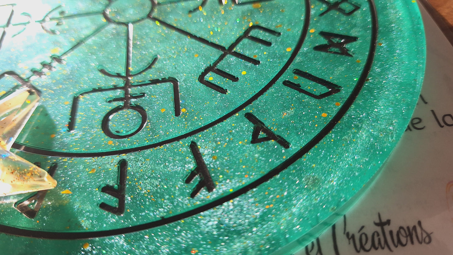 Oracle Vegvisir et message de ses runes, vert, grand format