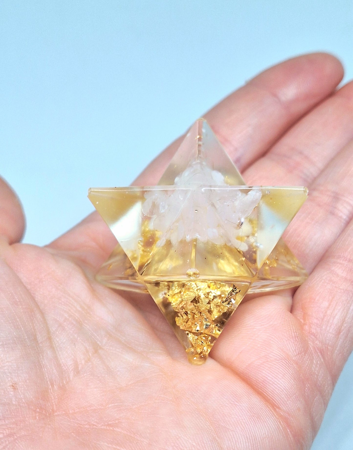 Merkaba orgonite quartz rose - or S