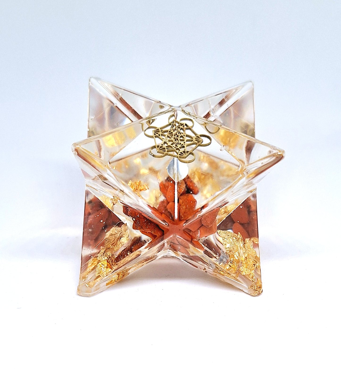 Merkaba orgonite jaspe rouge et Métatron XL