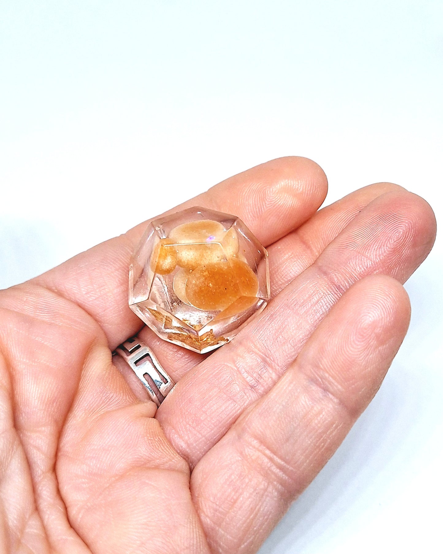 Orgonite Dodécaèdre aventurine orange - or XS