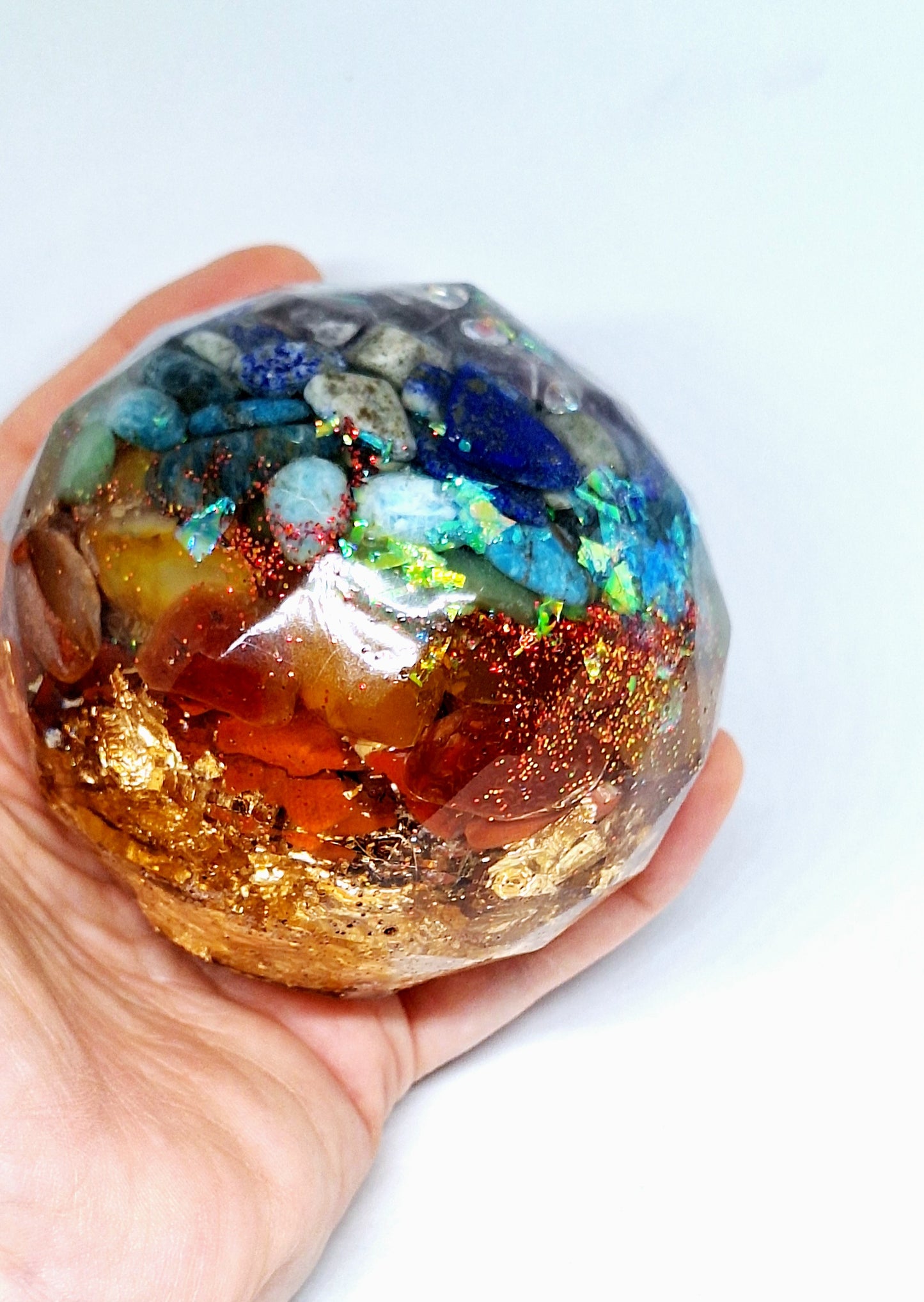 Orgonite Polygone de rééquilibrage global et d'harmonisation des chakras - Intentions d'acceptation de soi et de protection