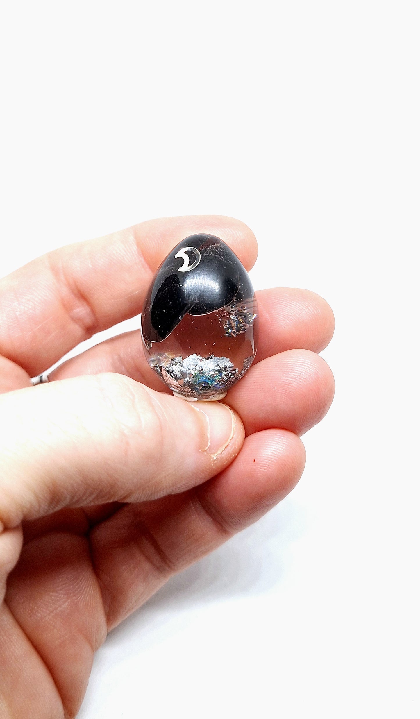 Orgonite œuf XS - Obsidienne, lune, aluminium