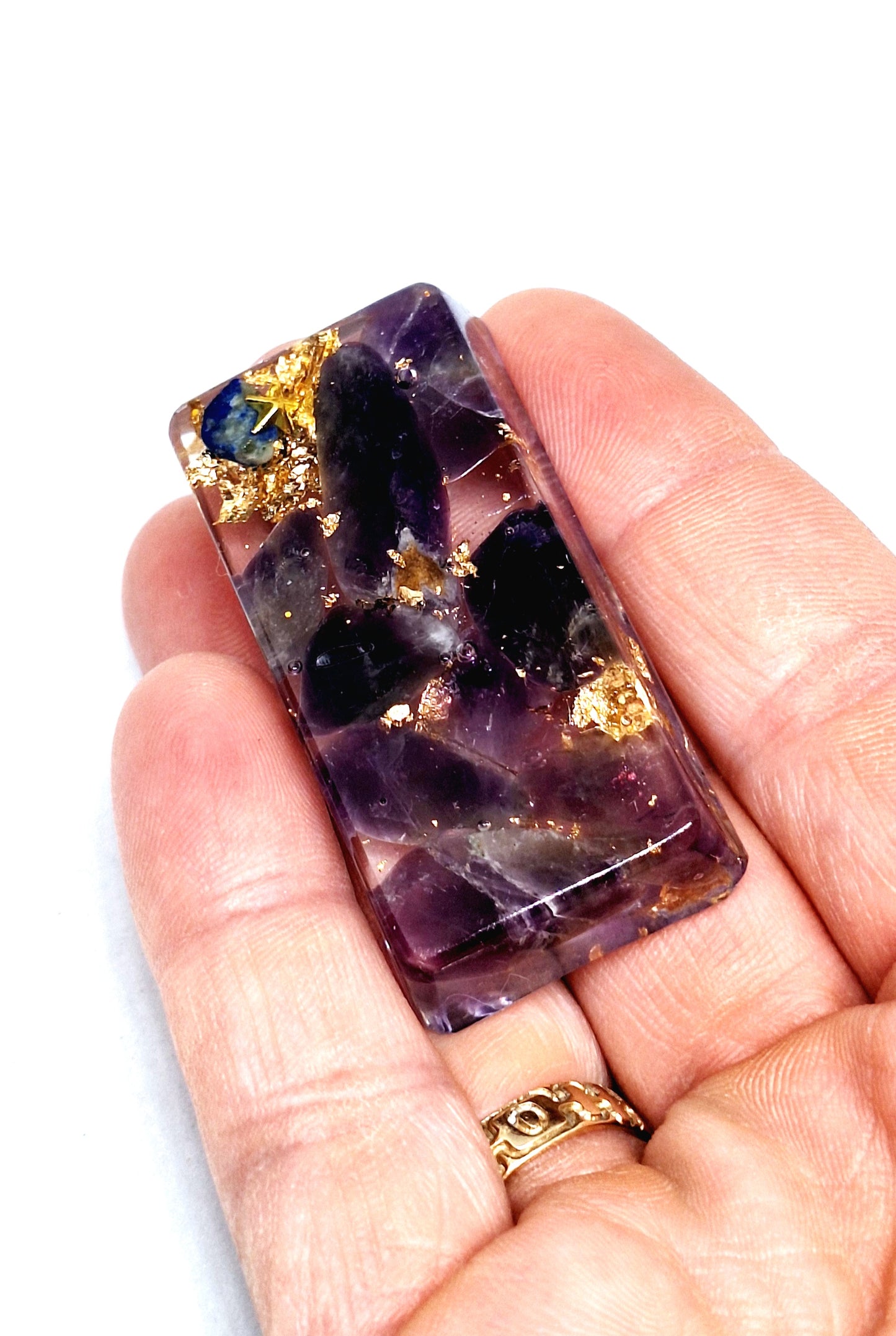 Orgonite lingot - Améthyste, infini, étoile, lune ou lune étoilée, or