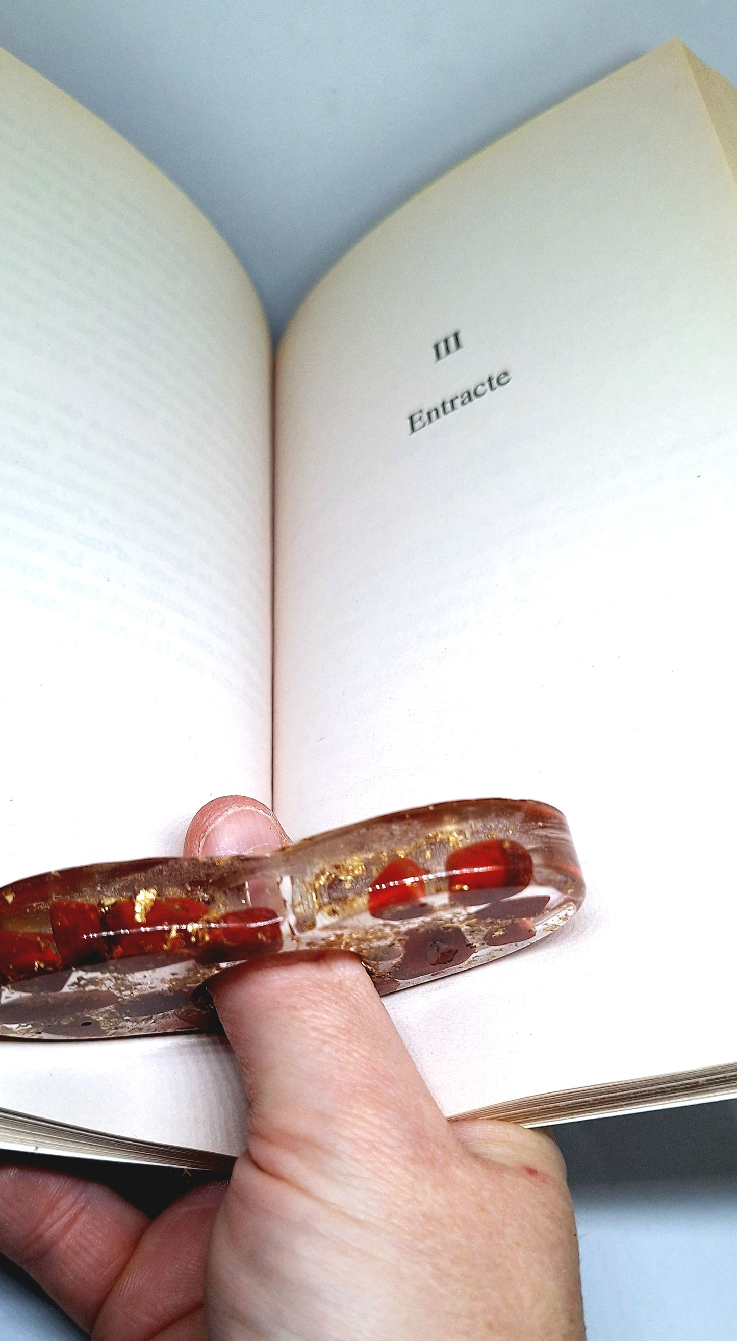 Bague de lecture orgonite Cœur - Jaspe rouge, or