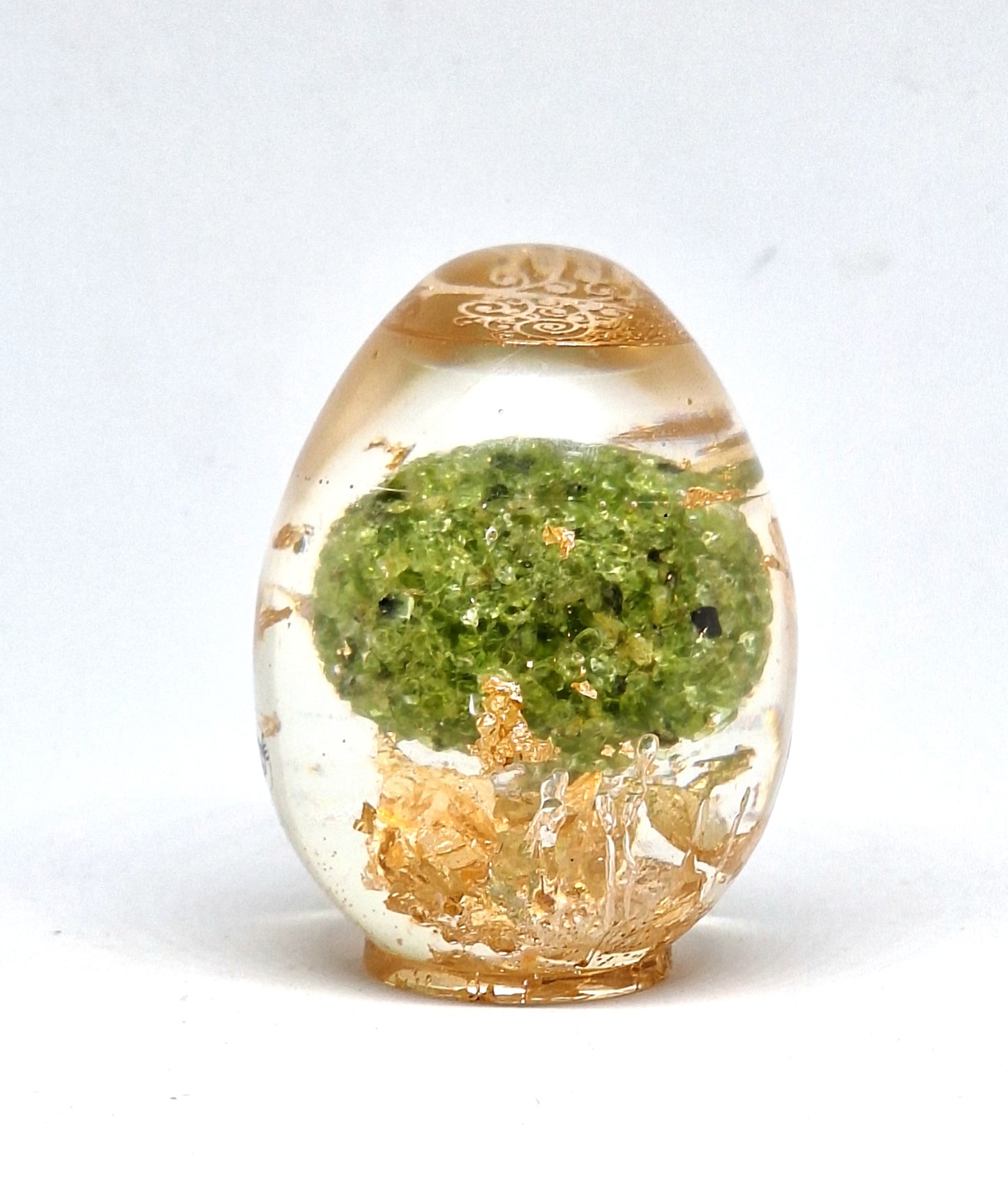 Orgonite Œuf XL - Olivine, arbre de vie, or