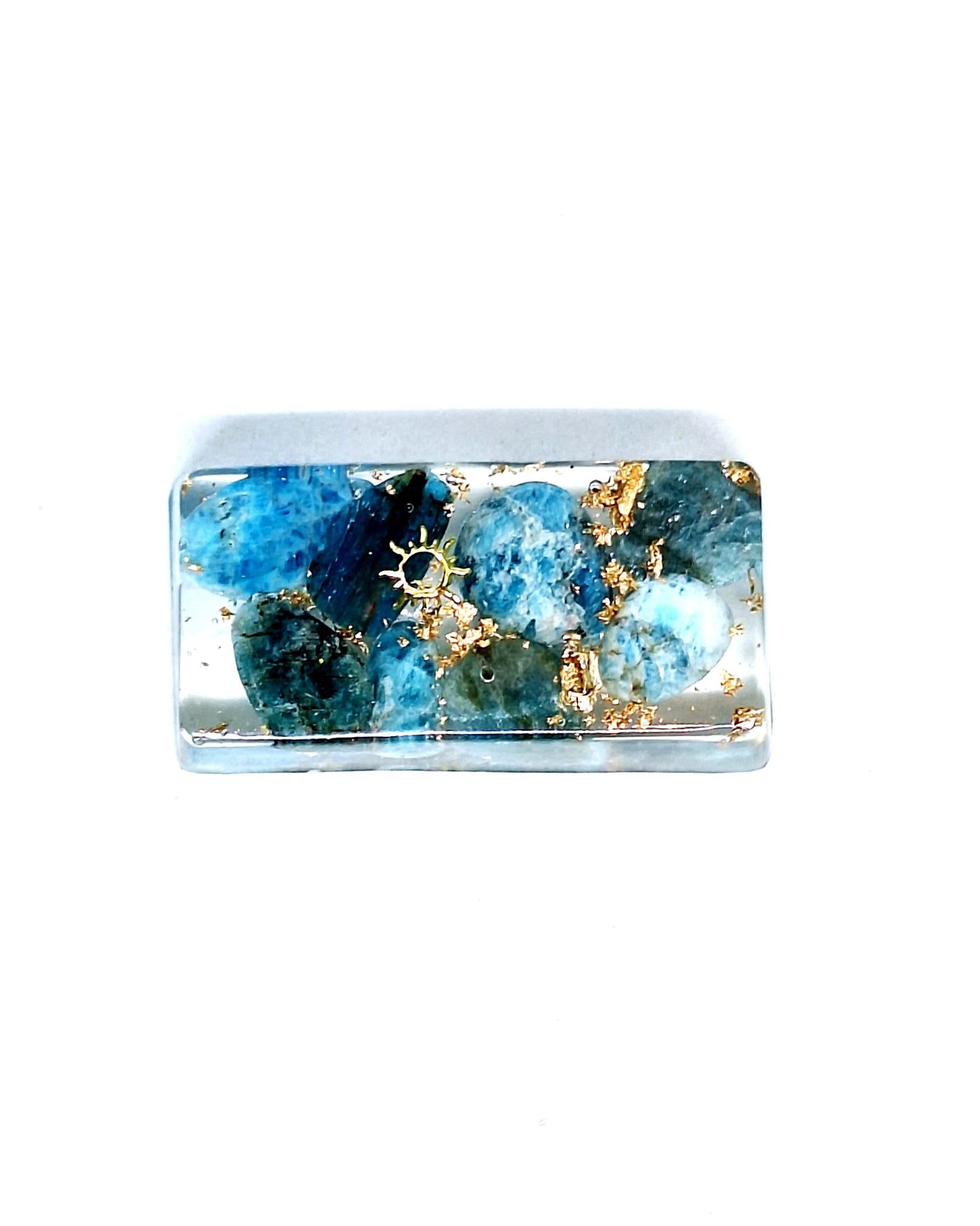 Orgonite lingot - Apatite, soleil, infini ou lune étoilée, or