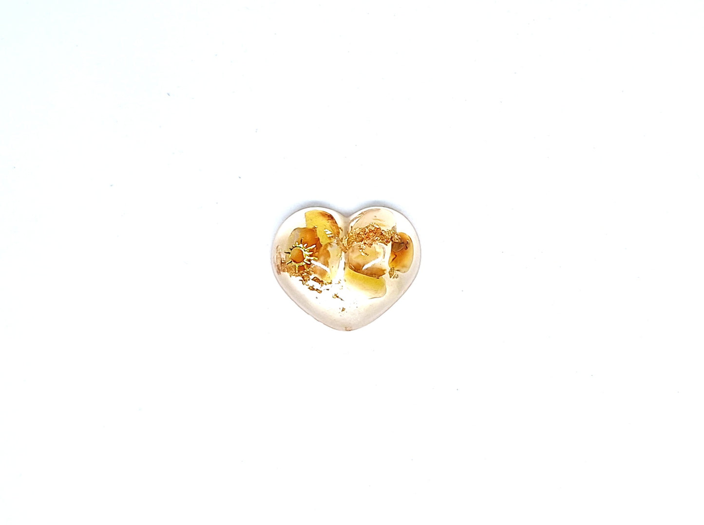 Orgonite Cœur S - Agate jaune, or, étoile ou soleil 💛