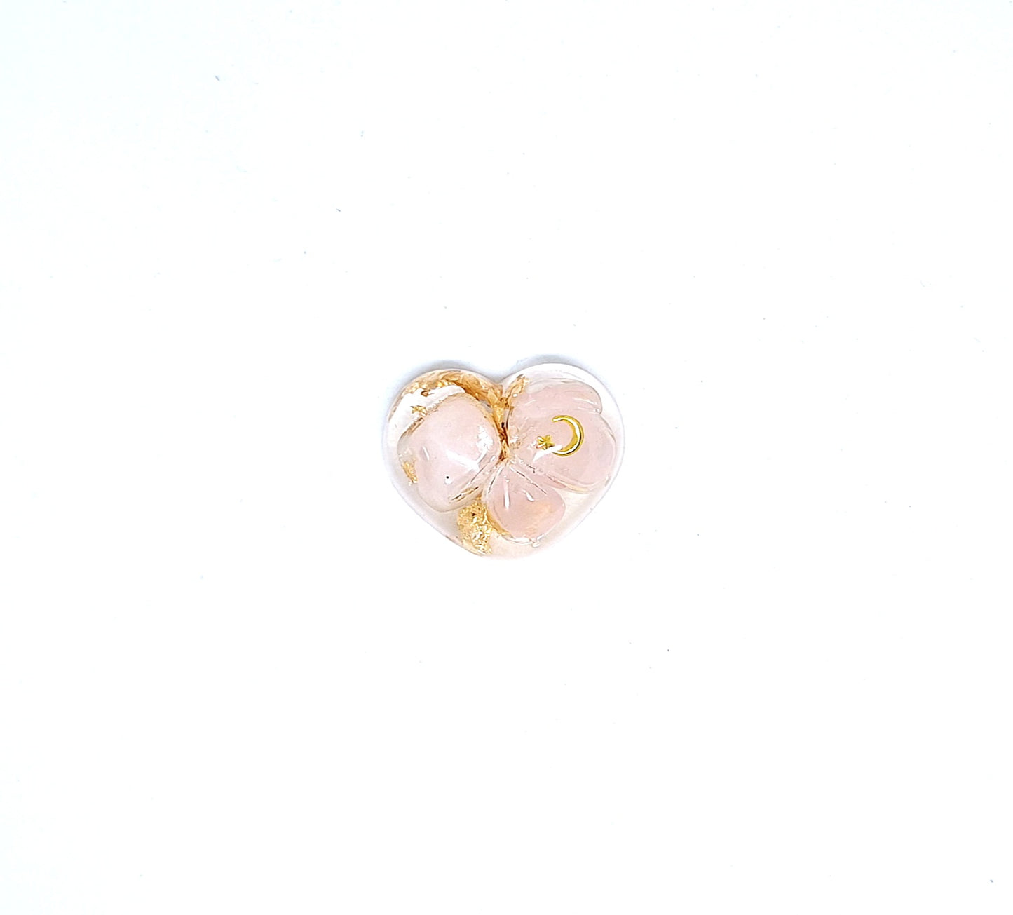 Orgonite Cœur S - Quartz rose, or, soleil, étoile ou lune 🩷