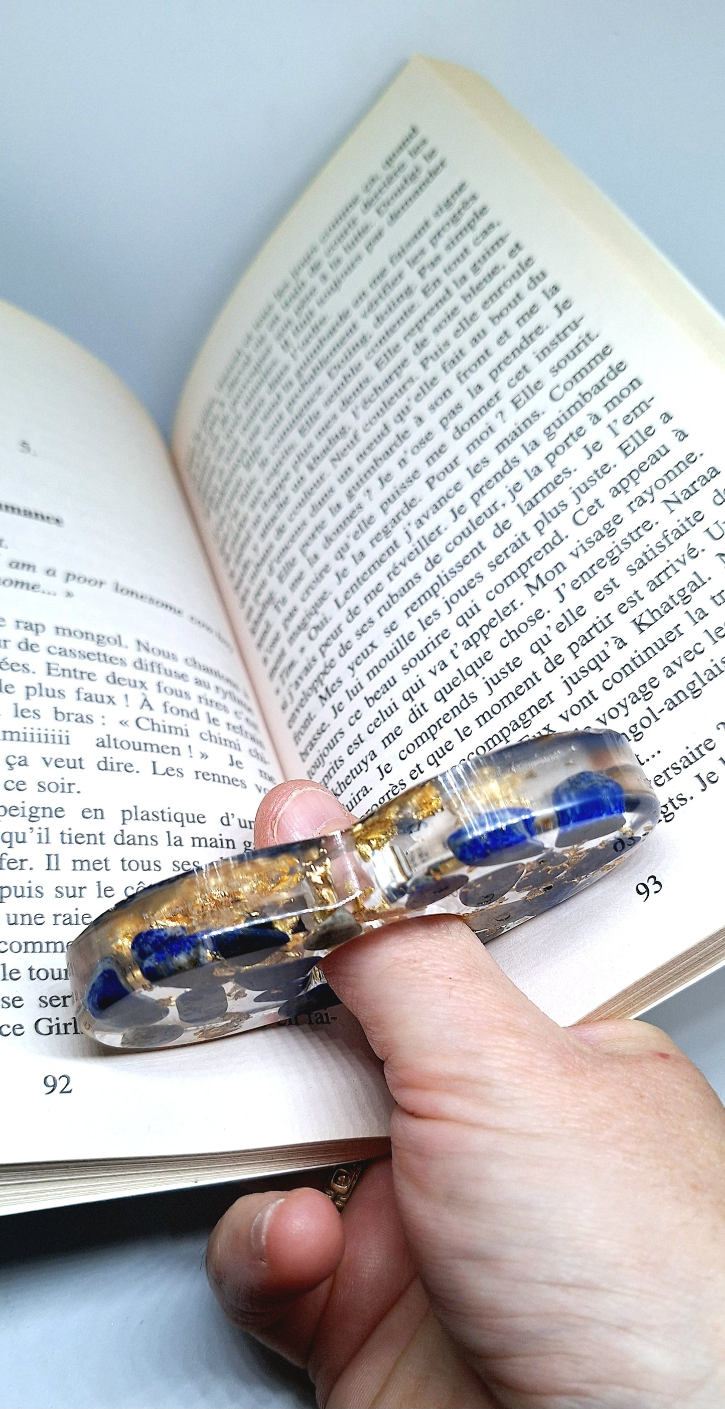 Bague de lecture orgonite Cœur - Lapis-lazuli, soleil, or