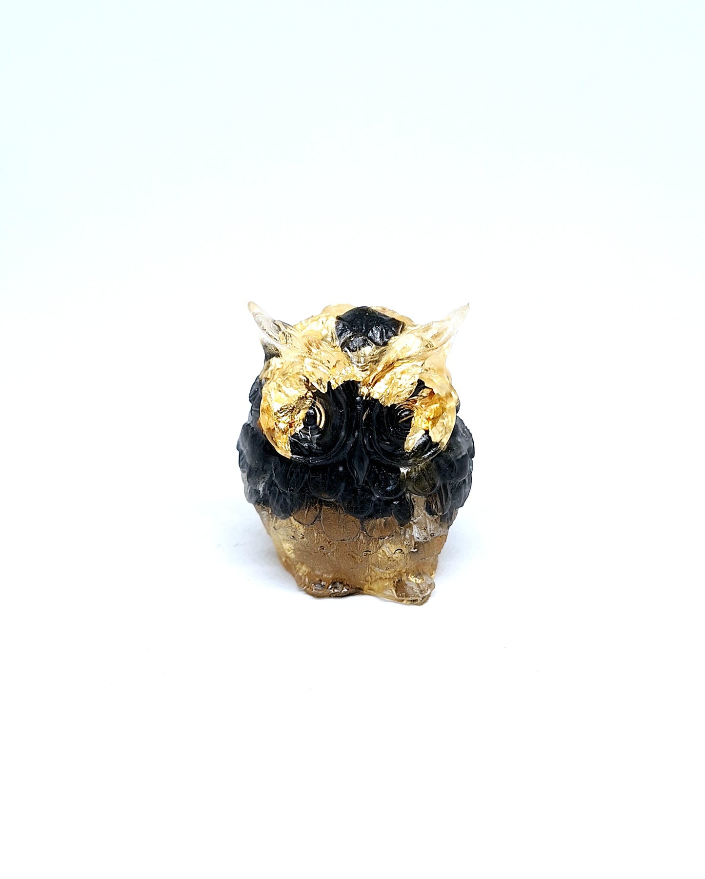 Chouette orgonite Obsidienne -Or