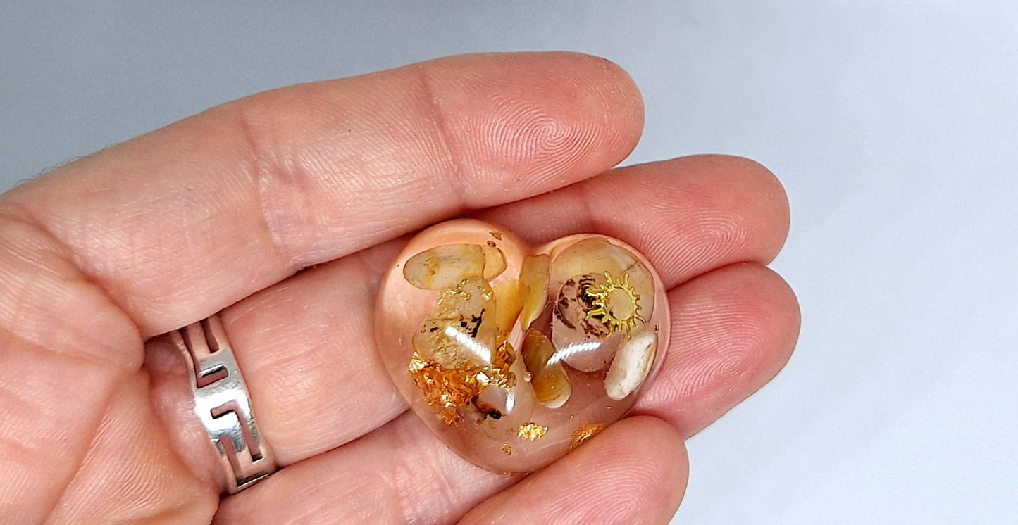Orgonite Cœur S - Agate jaune, or, étoile ou soleil 💛