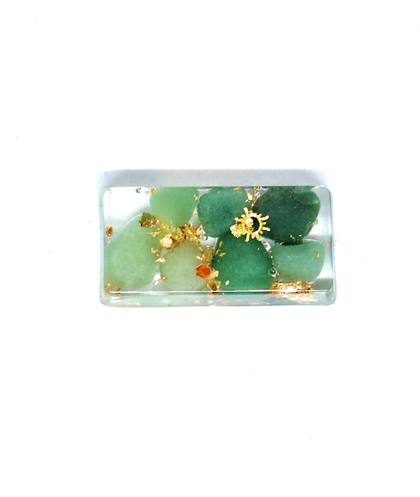 Orgonite lingot - Aventurine verte, soleil, infini ou étoile, or
