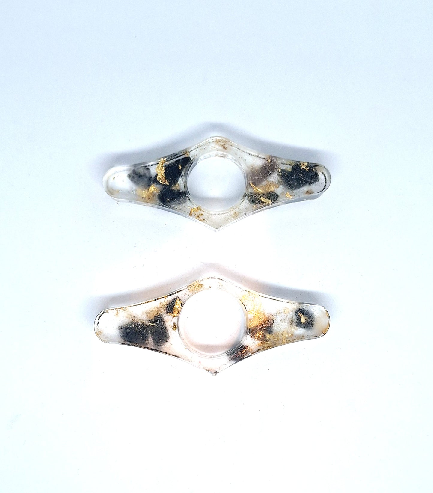 Bague de lecture orgonite - Obsidienne, soleil ou lune, or