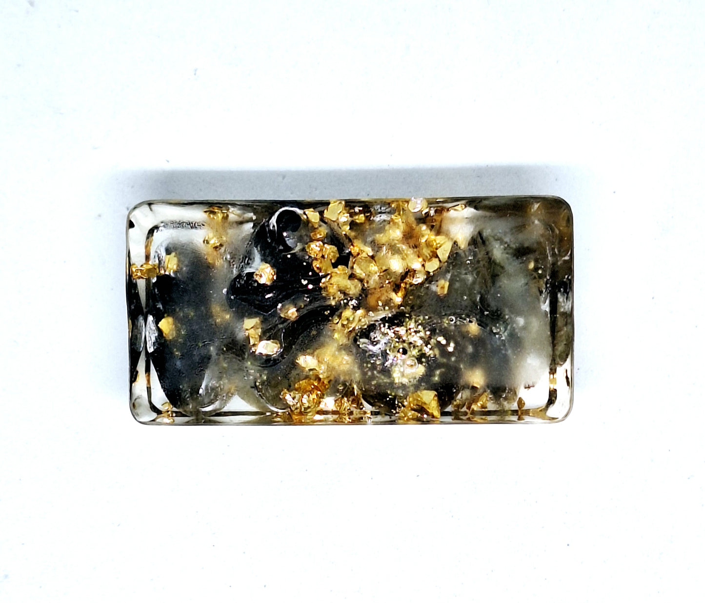 Orgonite lingot - Labradorite, cœur, acier doré