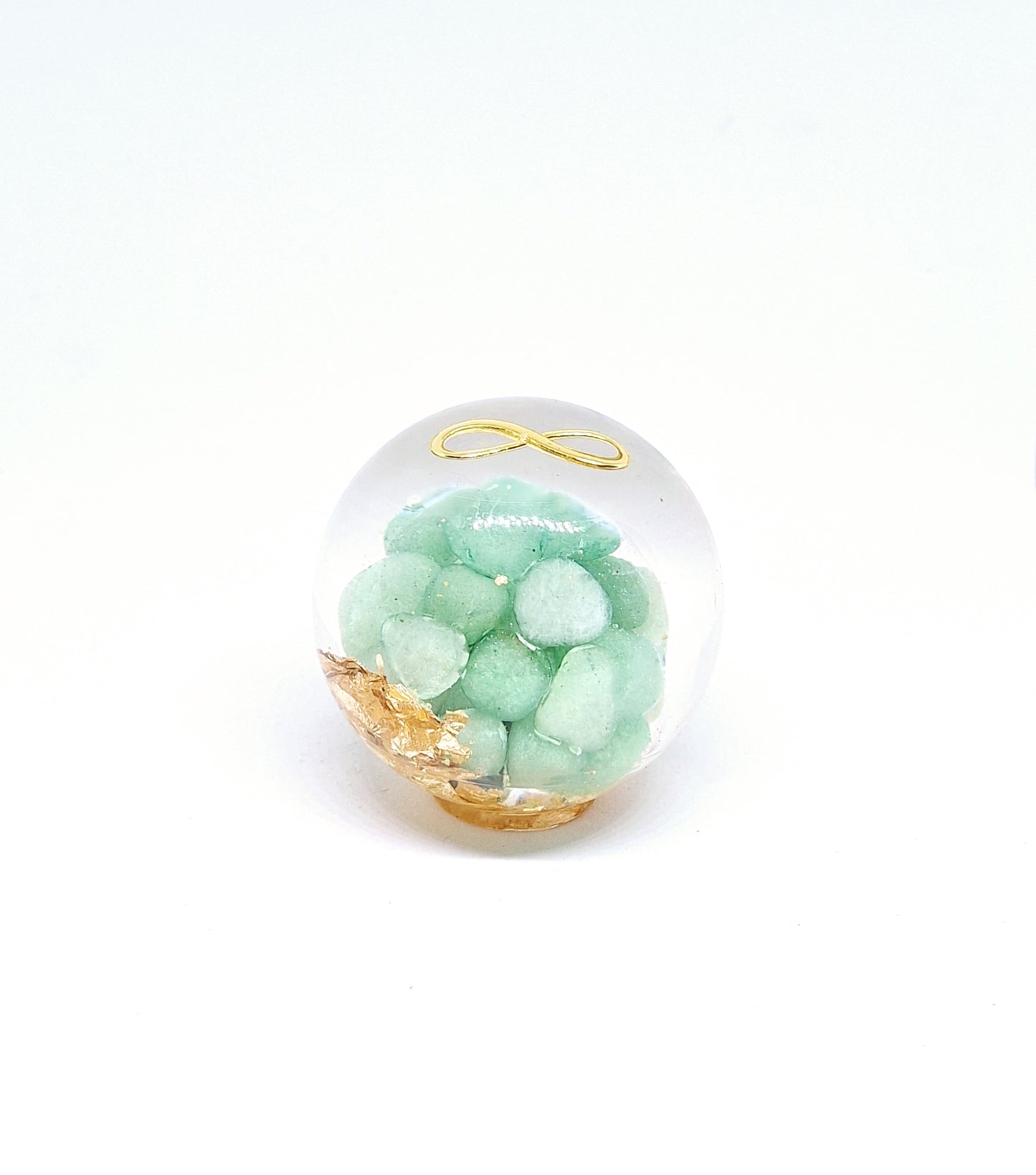 Orgonite Sphère L - Aventurine verte, infini, or