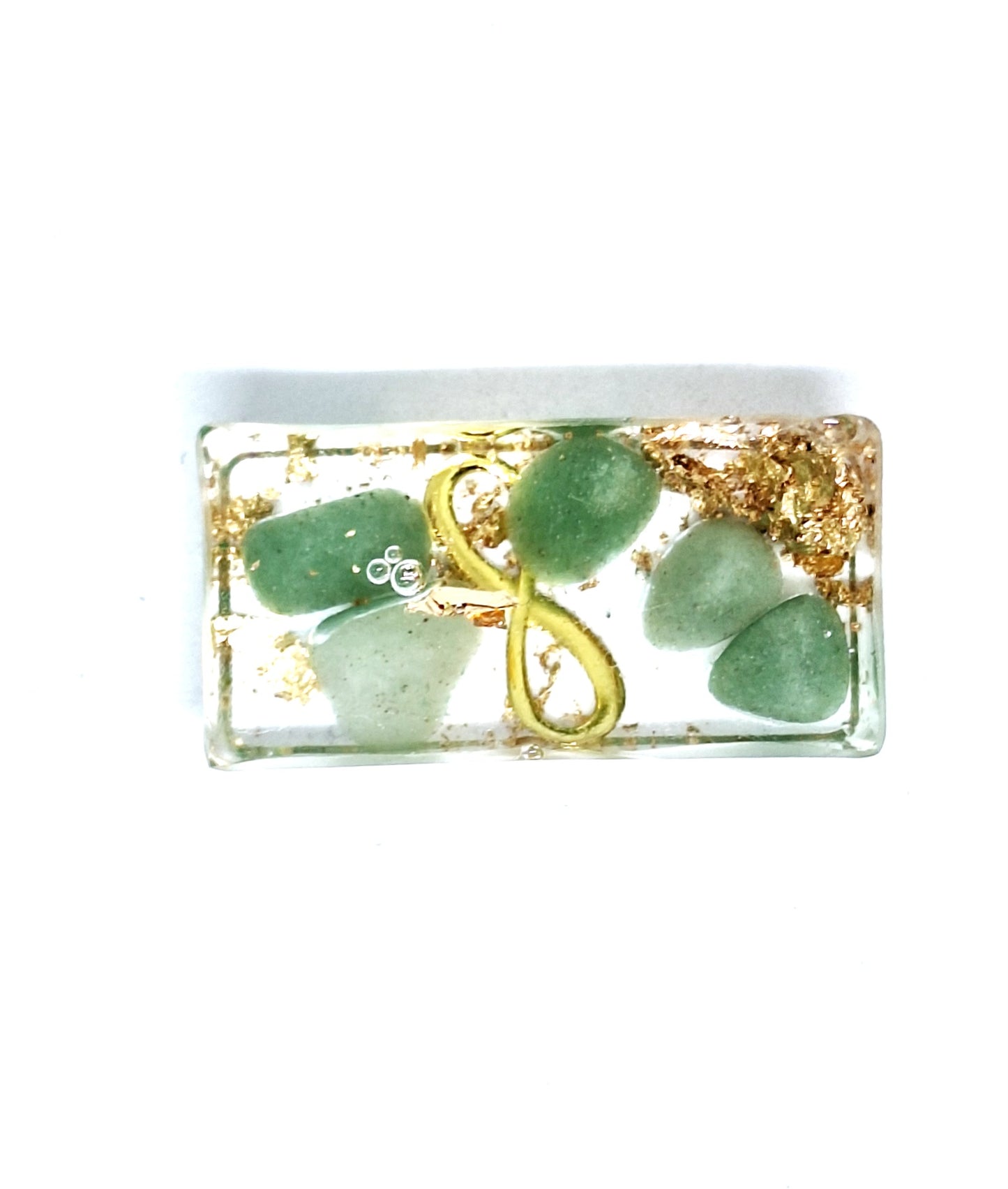 Orgonite lingot - Aventurine verte, soleil, infini ou étoile, or