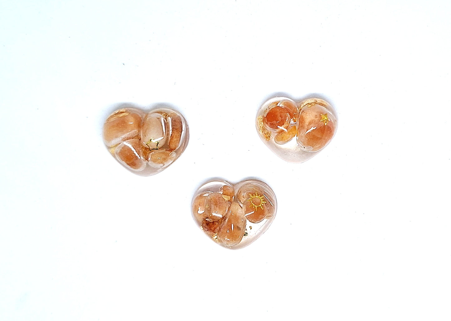 Orgonite Cœur S - Aventurine orange, or, soleil ou étoile 🧡
