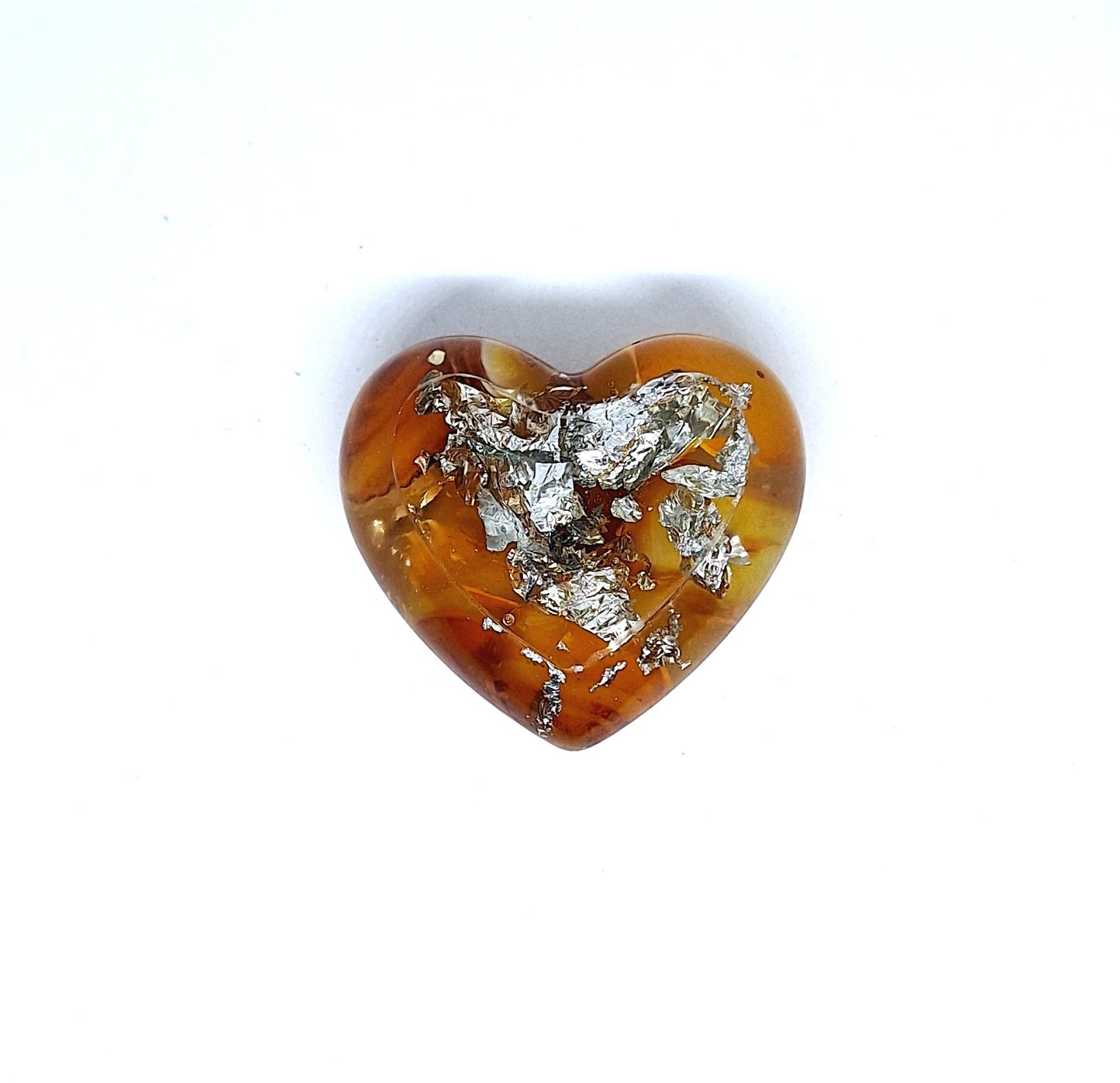 Orgonite Cœur M - Agate jaune, aluminium, clé cœur ailée