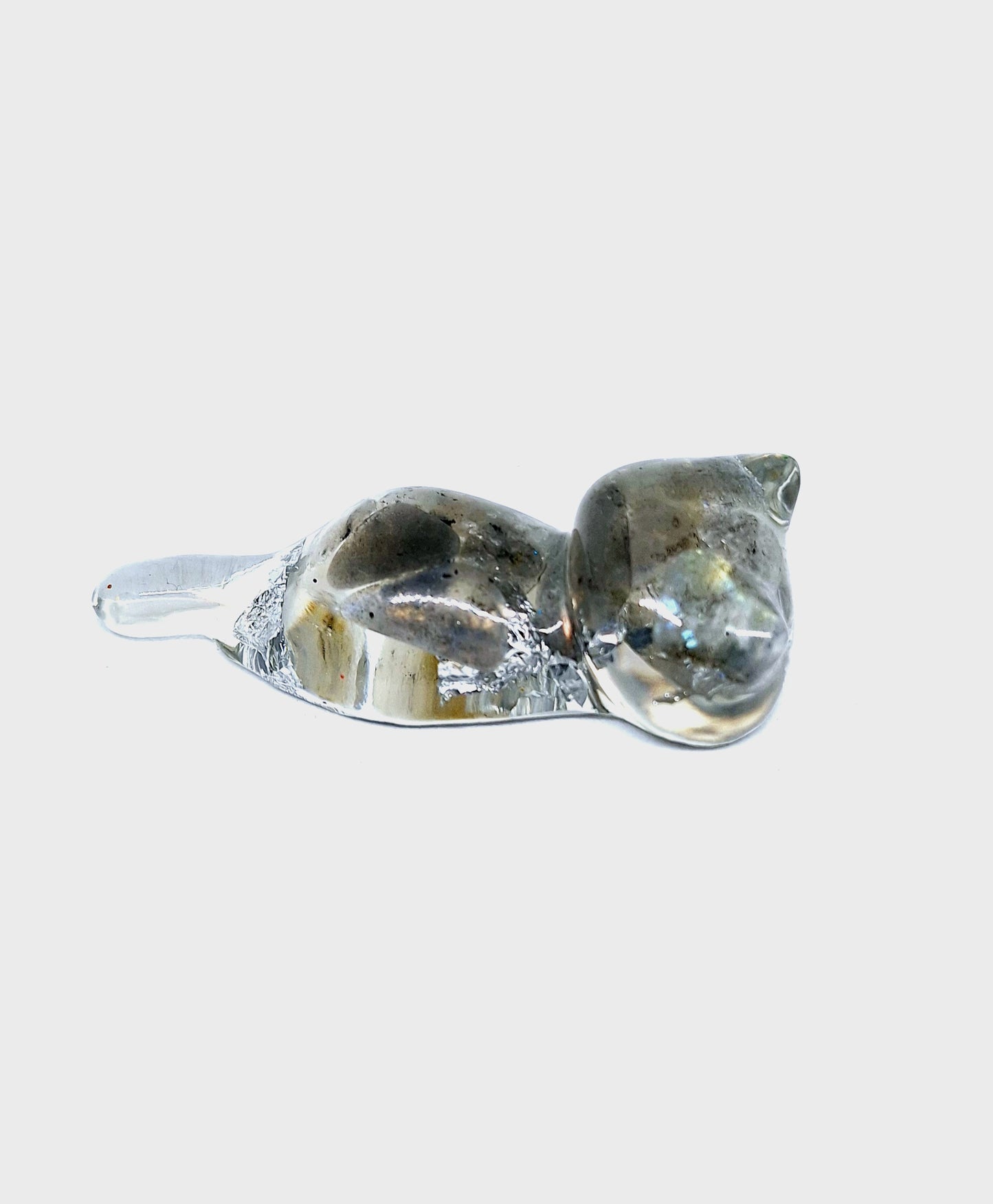 Chat orgonite Pierre de lune - Or ou Aluminium