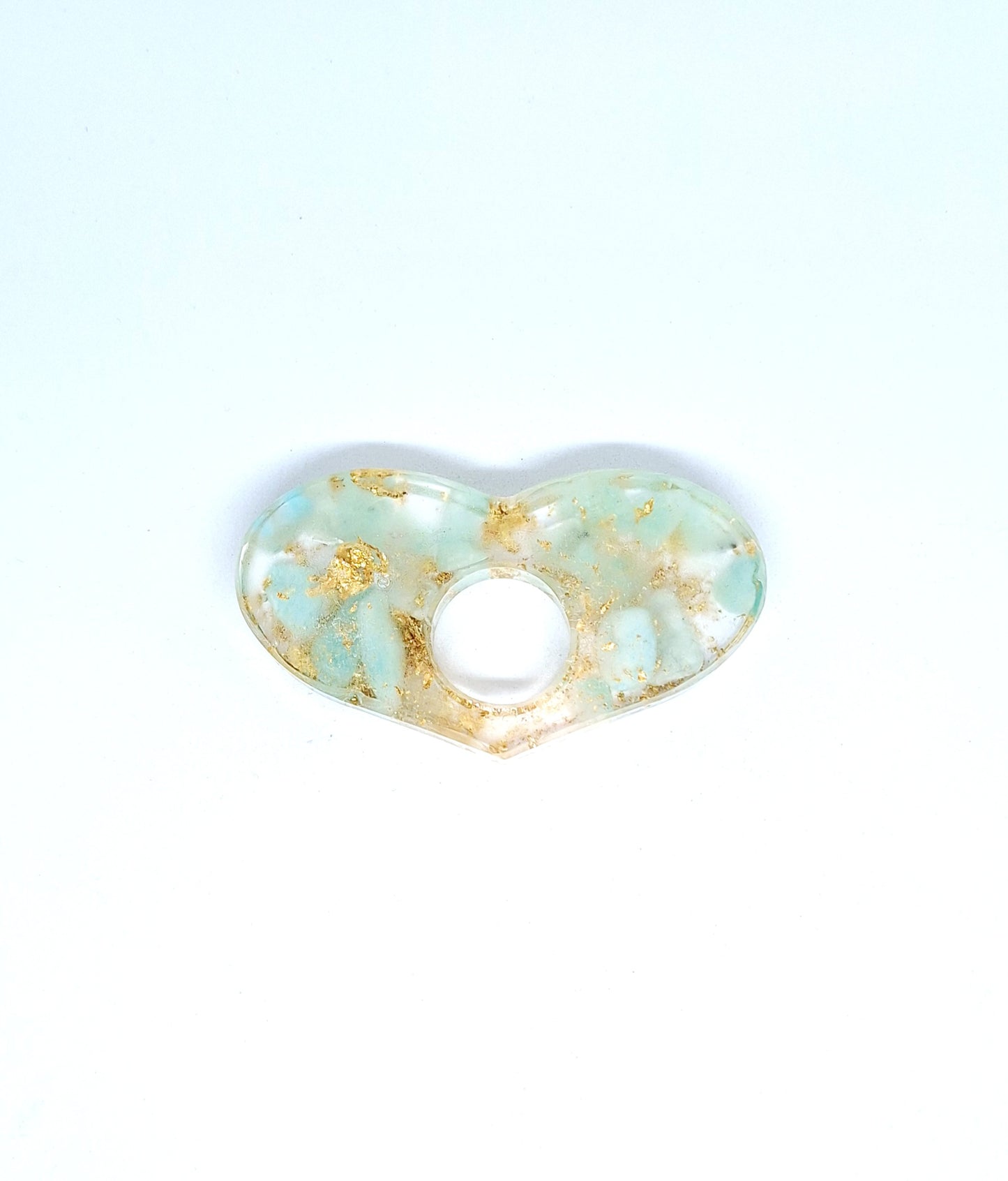 Bague de lecture orgonite Cœur - Amazonite, soleil ou lune, or