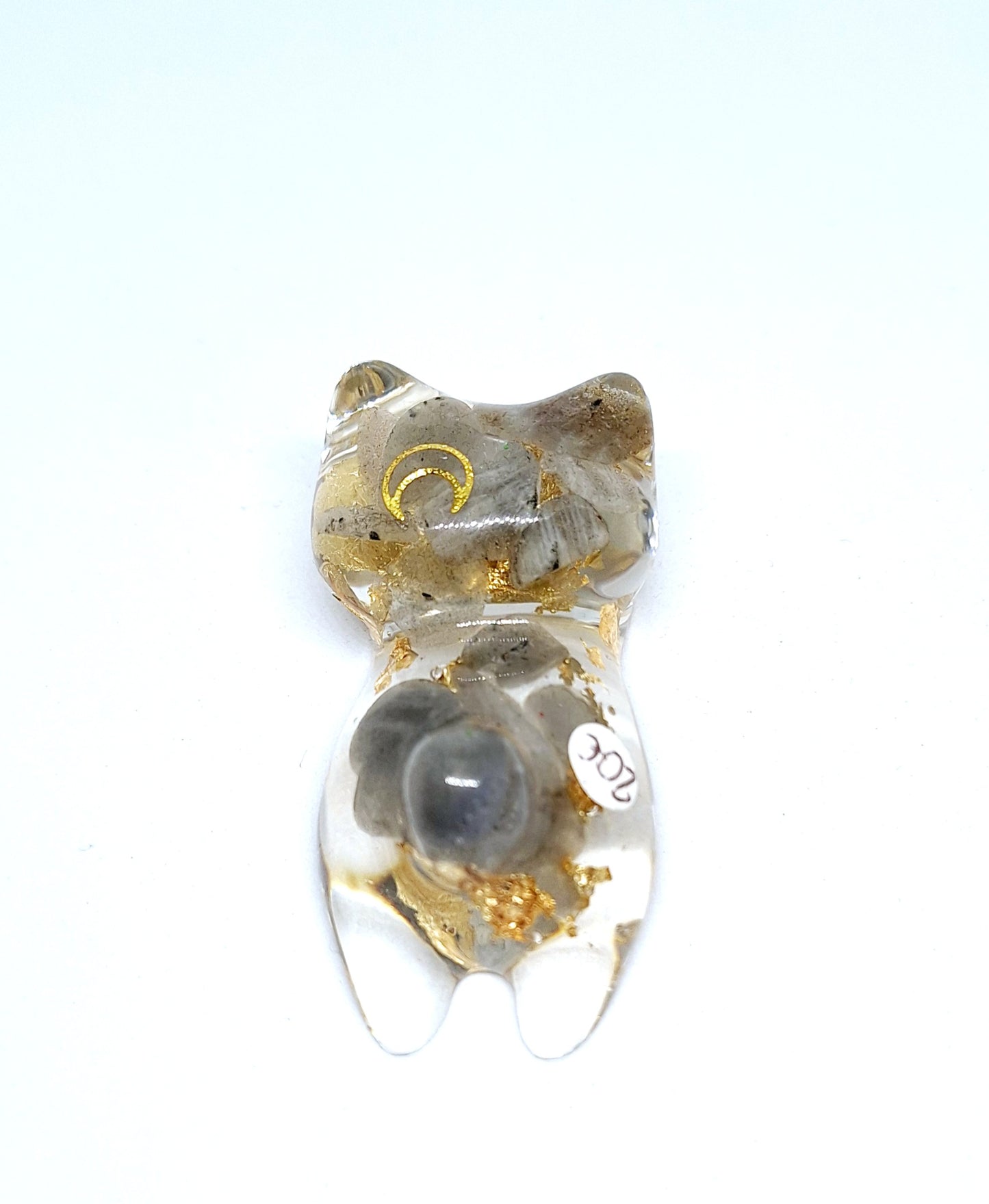 Chat orgonite Pierre de lune - Or ou Aluminium