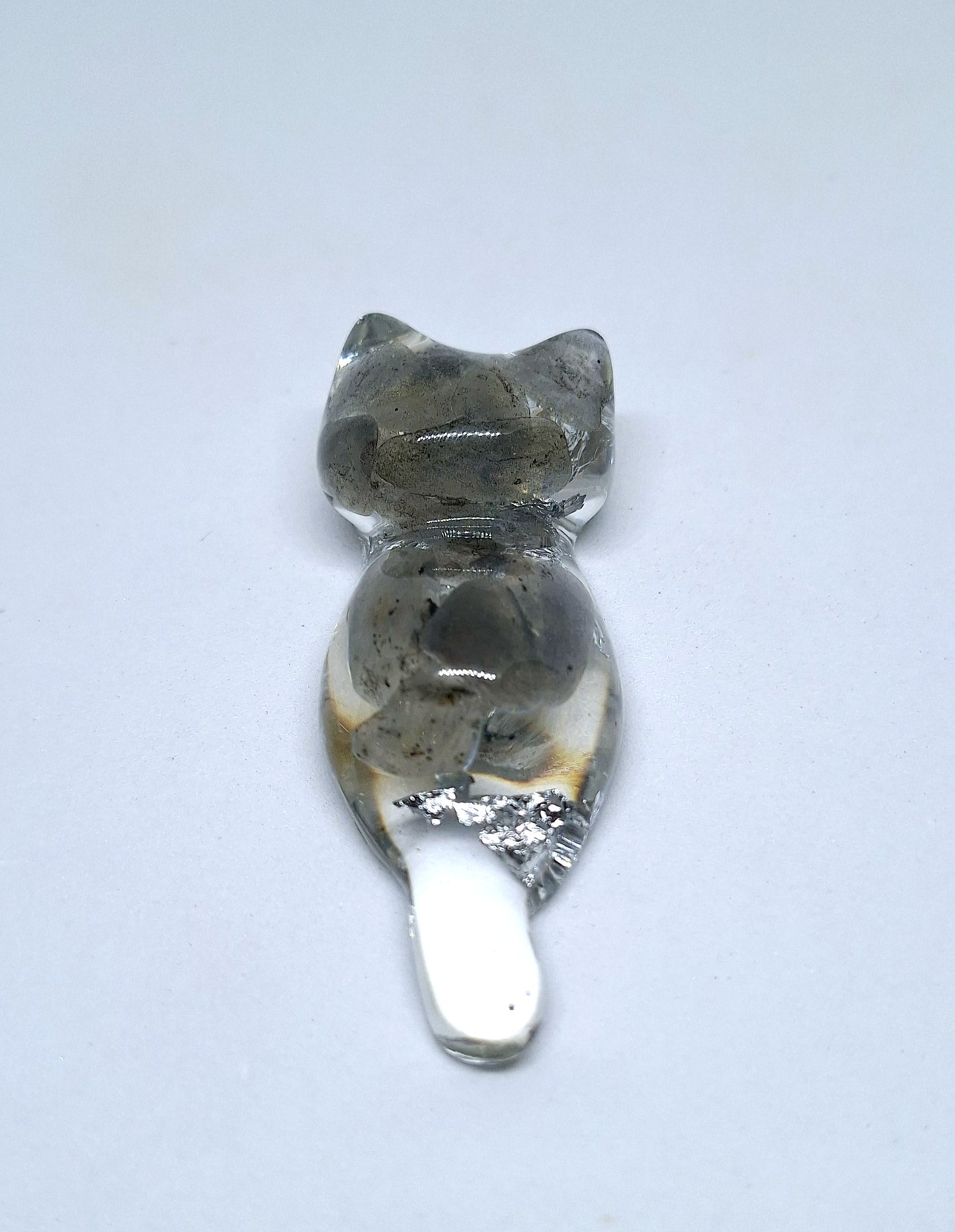Chat orgonite Pierre de lune - Or ou Aluminium