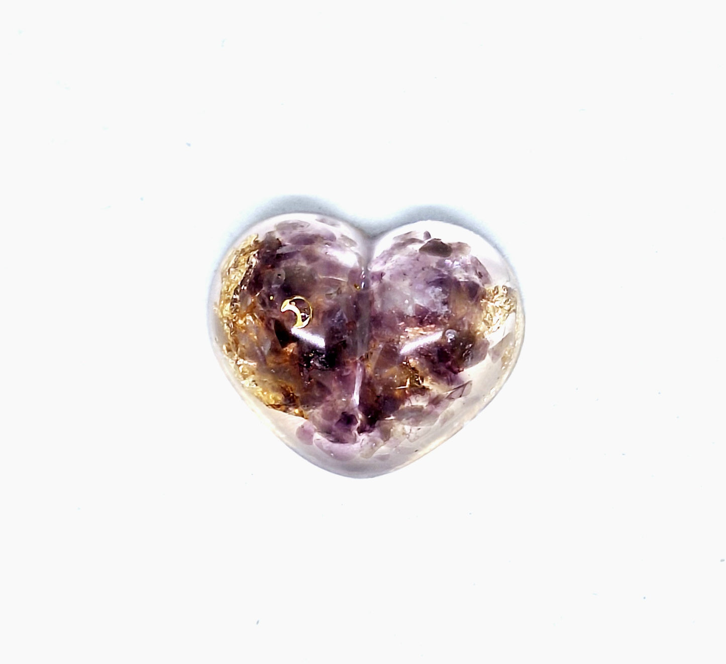 Orgonite Cœur S - Améthyste, or, lune, étoile ou soleil 💜