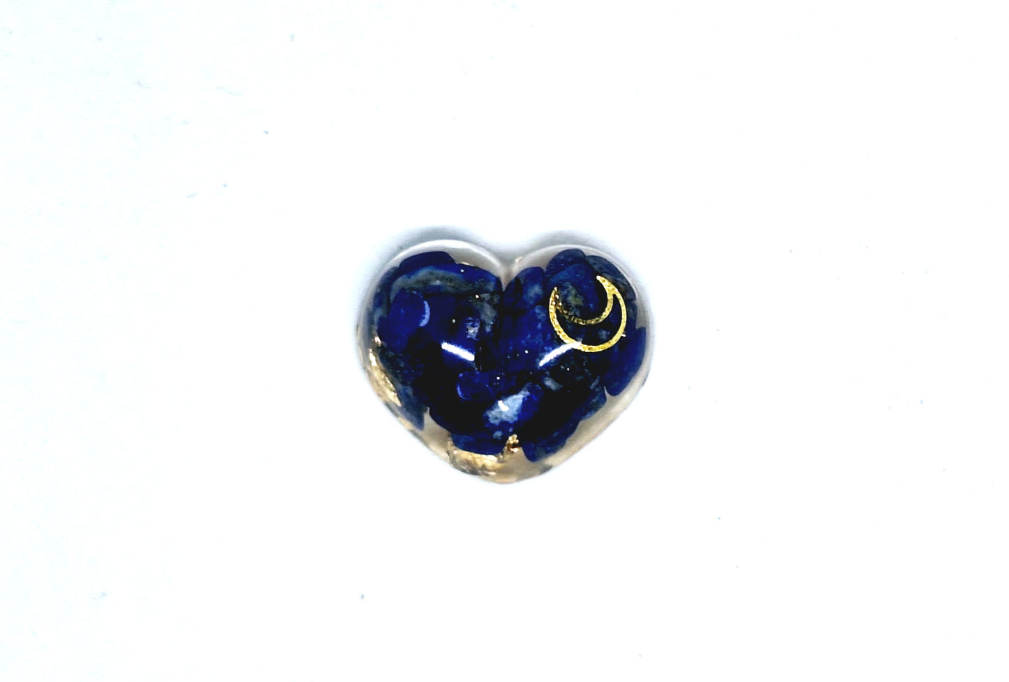Orgonite Cœur S - Lapis-lazuli, or, lune 💙