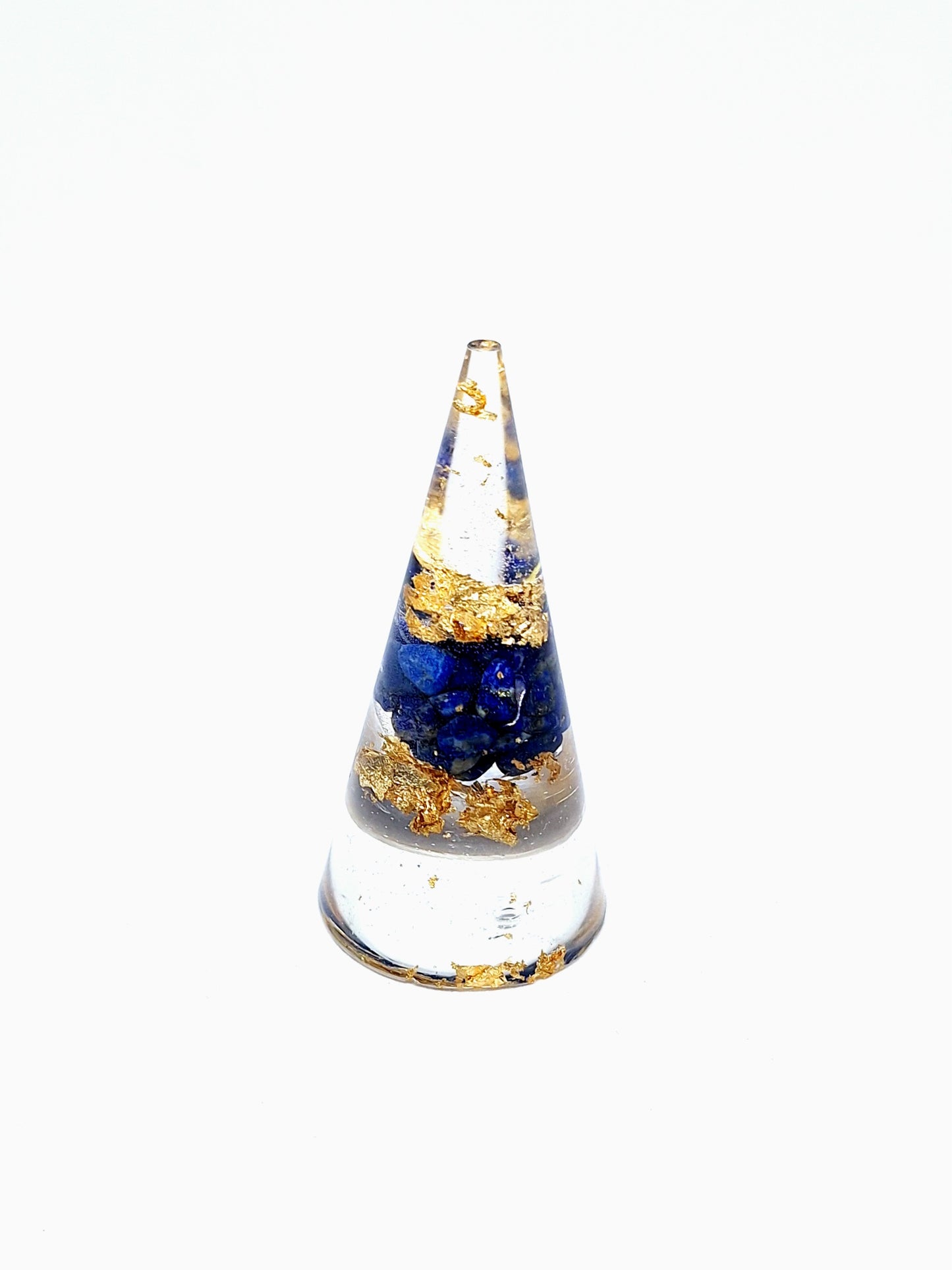 Orgonite cône M - Lapis-lazuli, lune, or