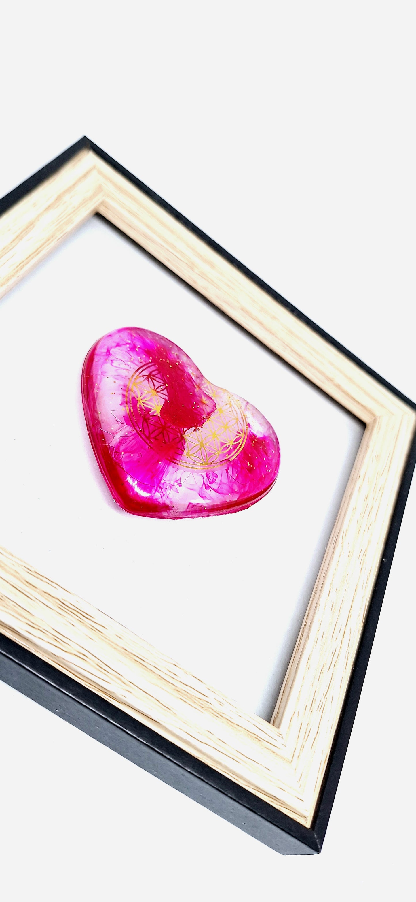 Cadre Cœur rose, fleur de vie