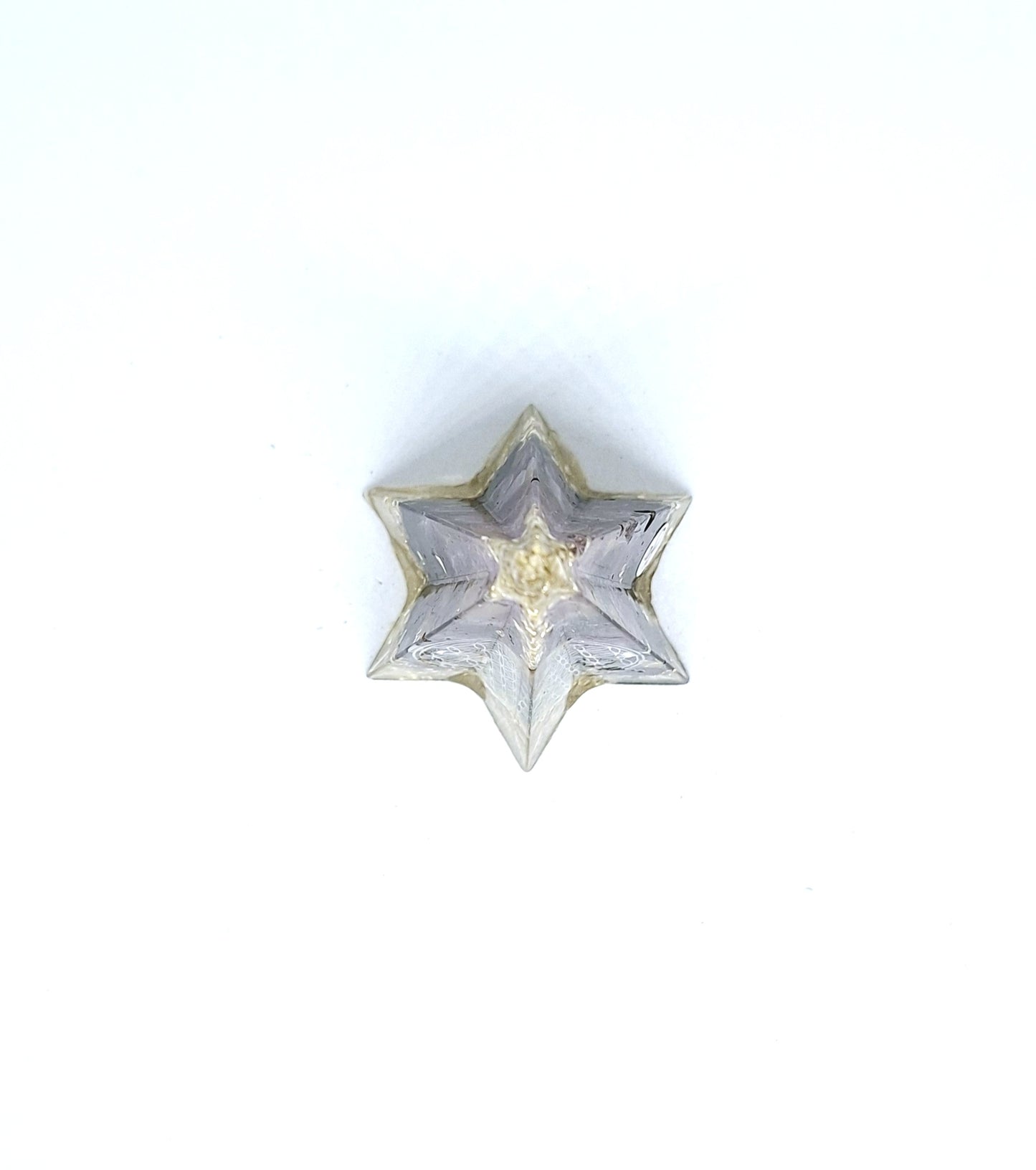 Orgonite - Poligone étoilée, fleur de vie, améthyste et obsidienne, aluminium