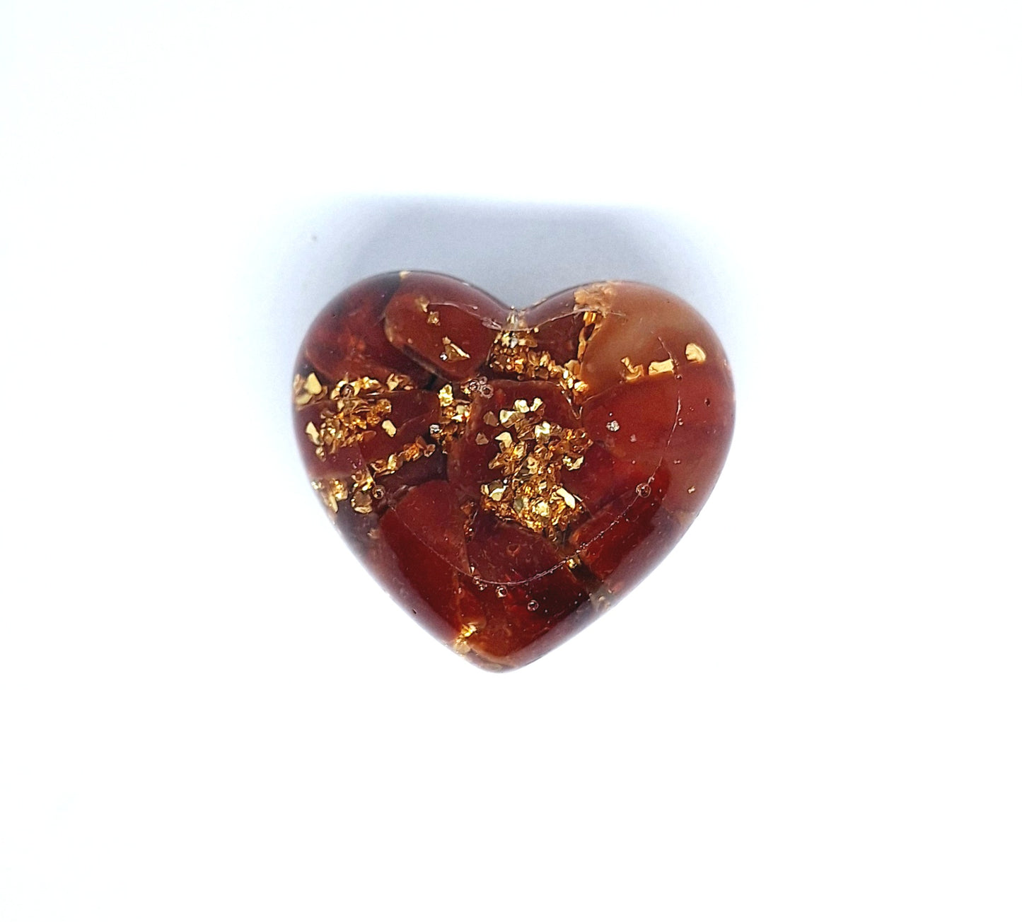 Orgonite Cœur L - Agate rouge, or, mandala ❤️