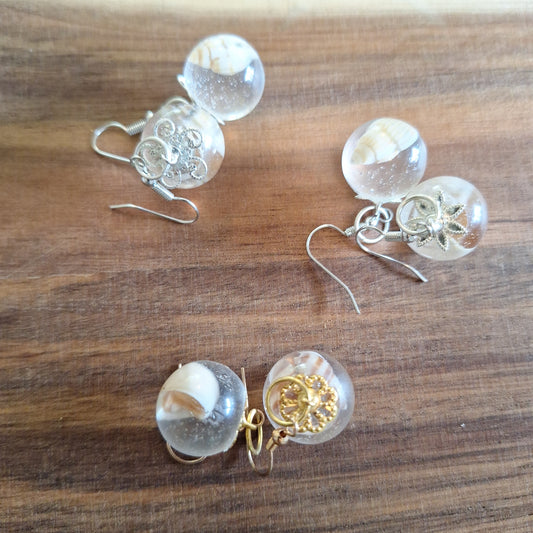 Boucles d'oreilles sphères coquillages