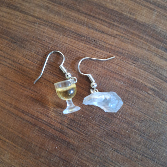 Boucles d'oreilles huître/vin blanc