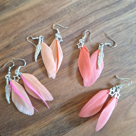 Boucles d'oreilles plumes colorées