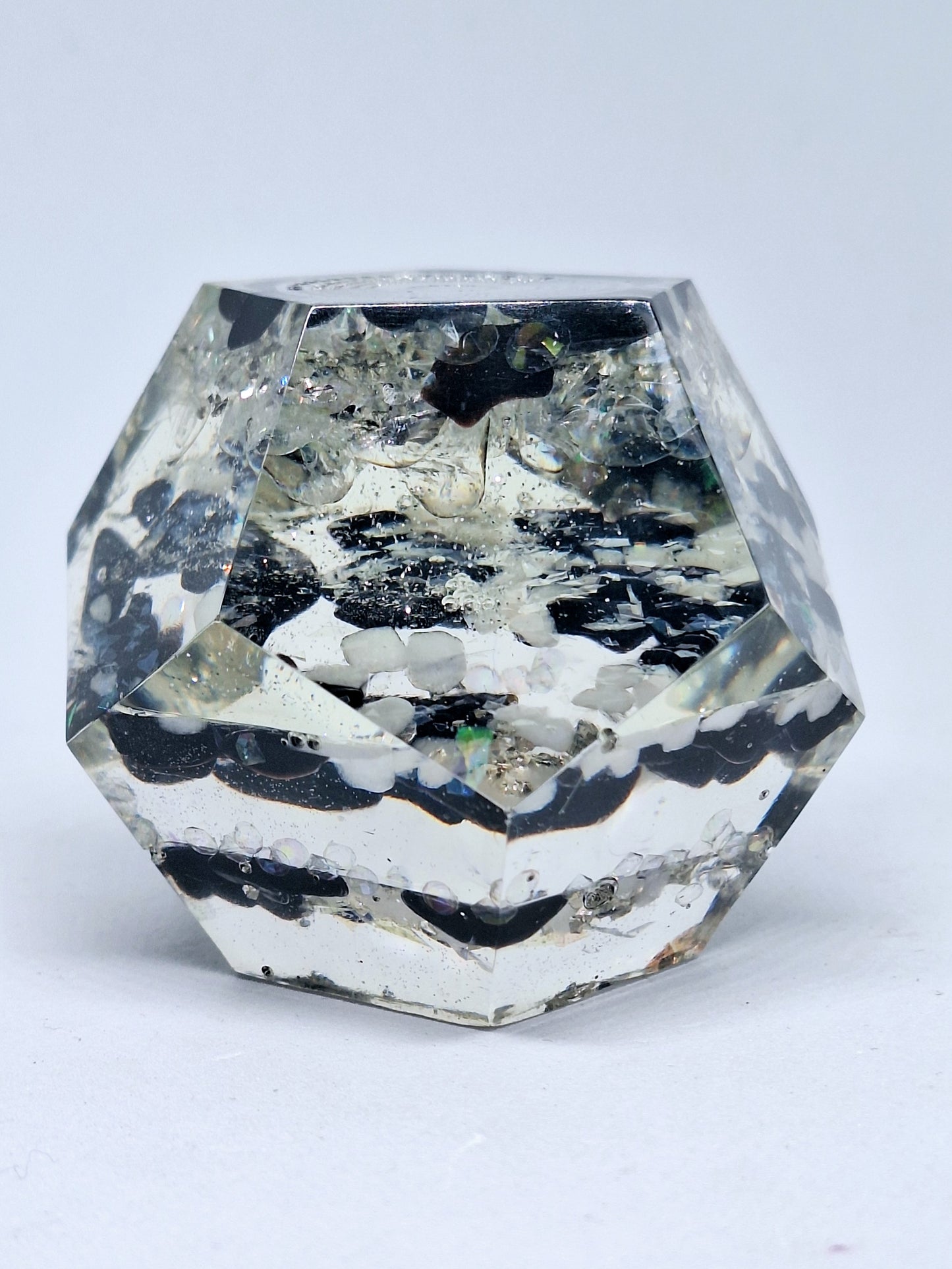 Orgonite dodecaèdre Quartz et obsidienne L