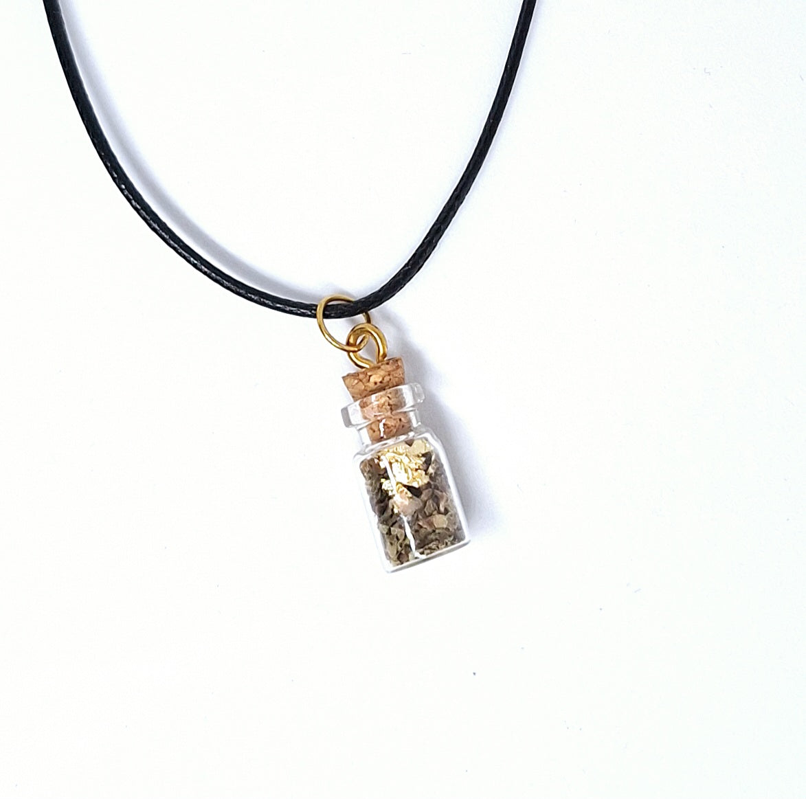 Collier fiole à souhaits  cylindriques - végétaux