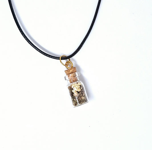Collier fiole à souhaits  cylindriques - végétaux