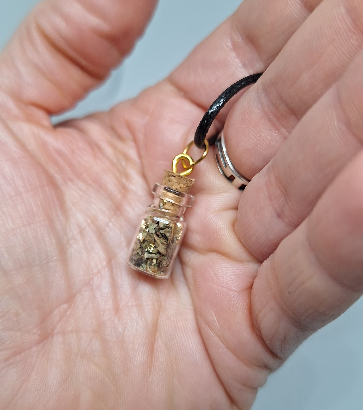 Collier fiole à souhaits  cylindriques - végétaux