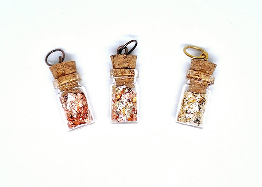 Collier fiole à souhaits cylindriques - métaux