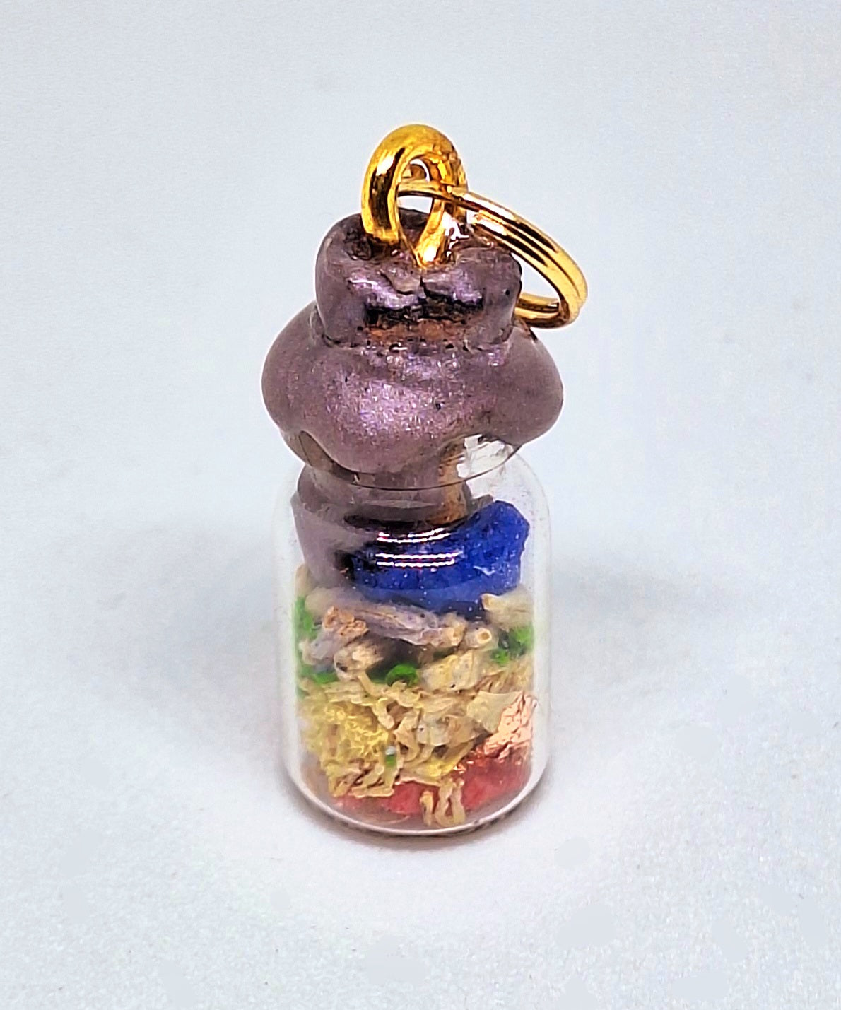 Collier fiole à souhaits  cylindriques - végétaux