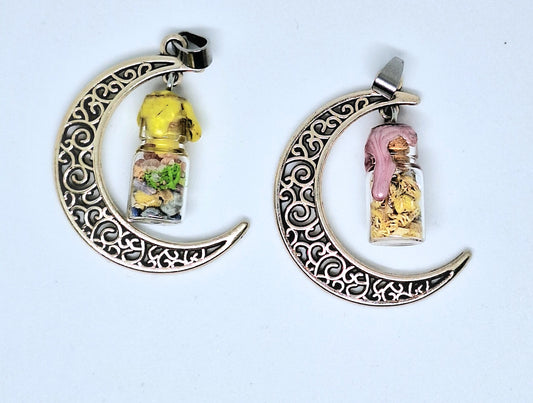 Collier lune et fiole à souhait
