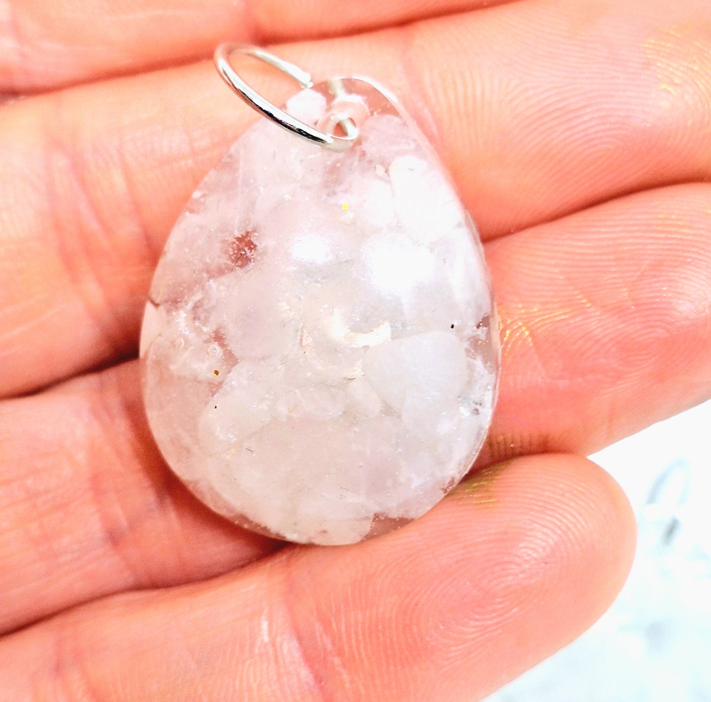 Collier orgonite goutte - quartz
